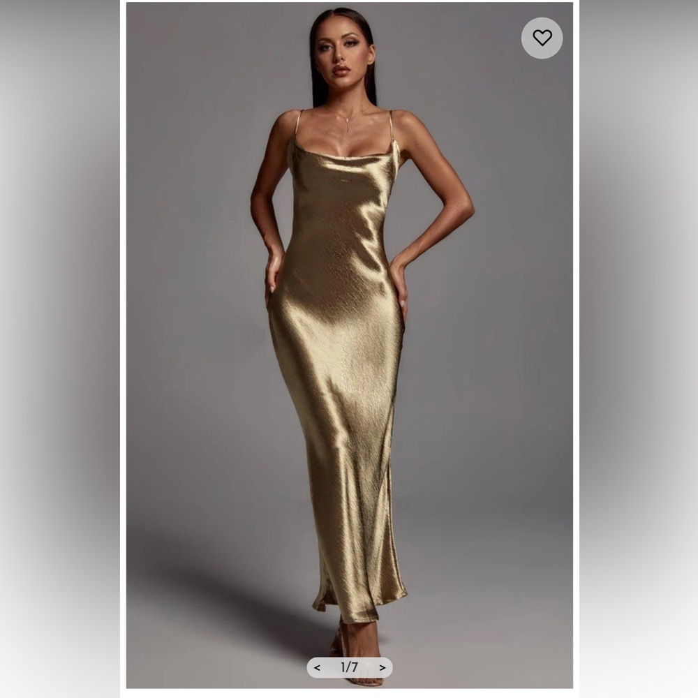 Gold slip dress small NWT
